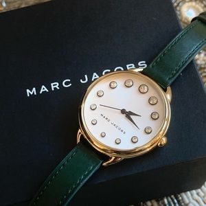 Marc Jacobs emerald green leather strap watch